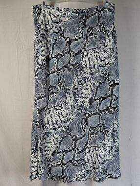 She + Sky Blue and White Snake-Print Midi Skirt Career And All Occasion